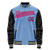 Custom Light-Blue Pink Solid Color Varsity Letterman Jacket JA02240617JC254