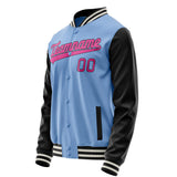 Custom Light-Blue Pink Solid Color Varsity Letterman Jacket JA02240617JC254