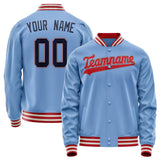 Custom Light-Blue Red Solid Color Varsity Letterman Jacket