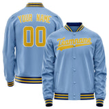 Custom Light-Blue Gold Solid Color Varsity Letterman Jacket