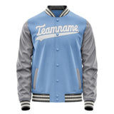 Custom Light-Blue Gray Solid Color Varsity Letterman Jacket JA02240617JC261