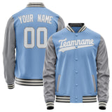 Custom Light-Blue Gray Solid Color Varsity Letterman Jacket JA02240617JC261