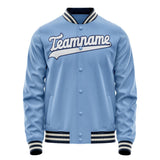 Custom Light-Blue White Solid Color Varsity Letterman Jacket JA02240617JC264