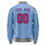 Custom Light-Blue Purple Solid Color Varsity Letterman Jacket JA02240617JC265