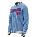 Custom Light-Blue Purple Solid Color Varsity Letterman Jacket JA02240617JC265