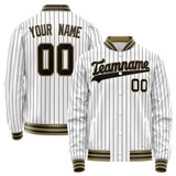 Custom White Black Black Pinstripe Varsity Letterman Jacket JA02240617JC481