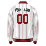 Custom White Red Red Pinstripe Varsity Letterman Jacket JA02240617JC485