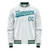 Custom White Teal Teal Pinstripe Varsity Letterman Jacket JA02240617JC486