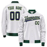 Custom White Navy Purple Pinstripe Varsity Letterman Jacket JA02240617JC487