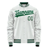 Custom White Kelly-Green Kelly Green Pinstripe Varsity Letterman Jacket JA02240617JC488