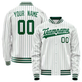 Custom White Kelly-Green Kelly Green Pinstripe Varsity Letterman Jacket JA02240617JC488