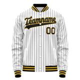 Custom White Black Black Pinstripe Varsity Letterman Jacket JA02240617JC490