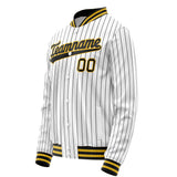 Custom White Black Black Pinstripe Varsity Letterman Jacket JA02240617JC490