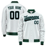 Custom White Teal Teal Pinstripe Varsity Letterman Jacket JA02240617JC497