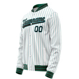 Custom White Teal Teal Pinstripe Varsity Letterman Jacket JA02240617JC497