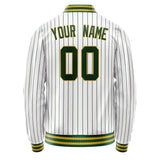 Custom White Kelly-Green Kelly Green Pinstripe Varsity Letterman Jacket JA02240617JC498