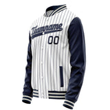 Custom White Navy Navy Pinstripe Varsity Letterman Jacket JA02240617JC499