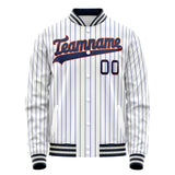 Custom White Navy Royal Pinstripe Varsity Letterman Jacket JA02240617JC501