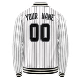 Custom White Black Black Pinstripe Varsity Letterman Jacket JA02240617JC502