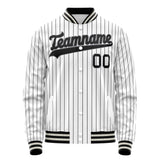 Custom White Black Black Pinstripe Varsity Letterman Jacket JA02240617JC502