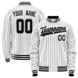 Custom White Black Black Pinstripe Varsity Letterman Jacket JA02240617JC502