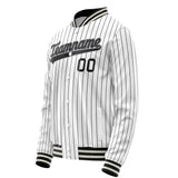 Custom White Black Black Pinstripe Varsity Letterman Jacket JA02240617JC502