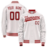 Custom White Red Red Pinstripe Varsity Letterman Jacket JA02240617JC505