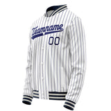 Custom White Navy Navy Pinstripe Varsity Letterman Jacket JA02240617JC506