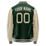 Custom Green Cream Solid Color Varsity Letterman Jacket JA02240617JG178