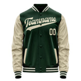 Custom Green Cream Solid Color Varsity Letterman Jacket JA02240617JG178