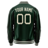 Custom Green Cream Solid Color Varsity Letterman Jacket JA02240617JG179