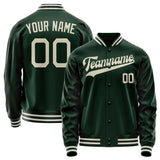 Custom Green Cream Solid Color Varsity Letterman Jacket JA02240617JG179