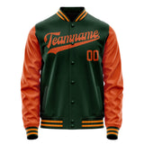 Custom Green Orange Solid Color Varsity Letterman Jacket JA02240617JG182