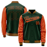 Custom Green Orange Solid Color Varsity Letterman Jacket JA02240617JG182