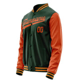 Custom Green Orange Solid Color Varsity Letterman Jacket JA02240617JG182