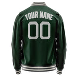 Custom Green Gray Solid Color Varsity Letterman Jacket JA02240617JG183