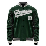 Custom Green Gray Solid Color Varsity Letterman Jacket JA02240617JG183