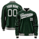 Custom Green Gray Solid Color Varsity Letterman Jacket