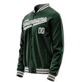 Custom Green Gray Solid Color Varsity Letterman Jacket JA02240617JG183