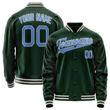 Custom Green Light-Blue Solid Color Varsity Letterman Jacket