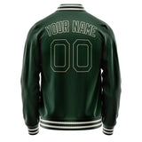 Custom Green Cream Solid Color Varsity Letterman Jacket JA02240617JG187