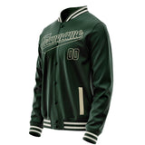 Custom Green Cream Solid Color Varsity Letterman Jacket JA02240617JG187