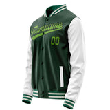 Custom Green White Solid Color Varsity Letterman Jacket JA02240617JG189