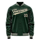 Custom Green Cream Solid Color Varsity Letterman Jacket JA02240617JG190