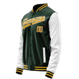 Custom Green Gold Solid Color Varsity Letterman Jacket JA02240617JG191