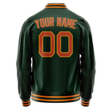 Custom Green Orange Solid Color Varsity Letterman Jacket JA02240617JG192