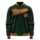 Custom Green Orange Solid Color Varsity Letterman Jacket JA02240617JG192