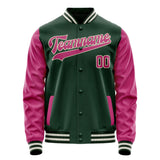 Custom Green Pink Solid Color Varsity Letterman Jacket JA02240617JG197