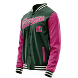 Custom Green Pink Solid Color Varsity Letterman Jacket JA02240617JG197