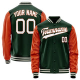 Custom Green Orange Solid Color Varsity Letterman Jacket